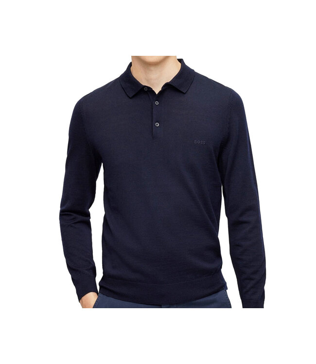 BOSS POLO EN TRICOT À MANCHES LONGUES