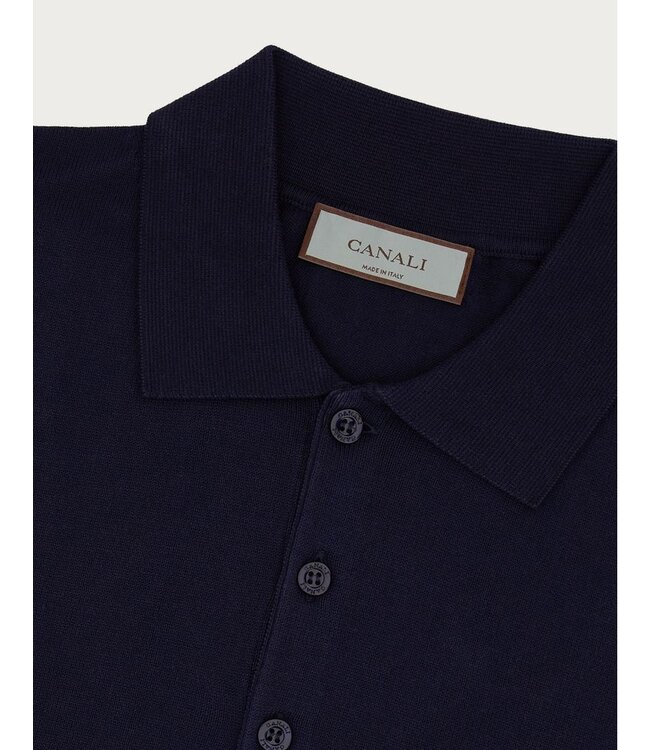 CANALI POLO EN COTON RASÉ TEINT DANS LA MASSE