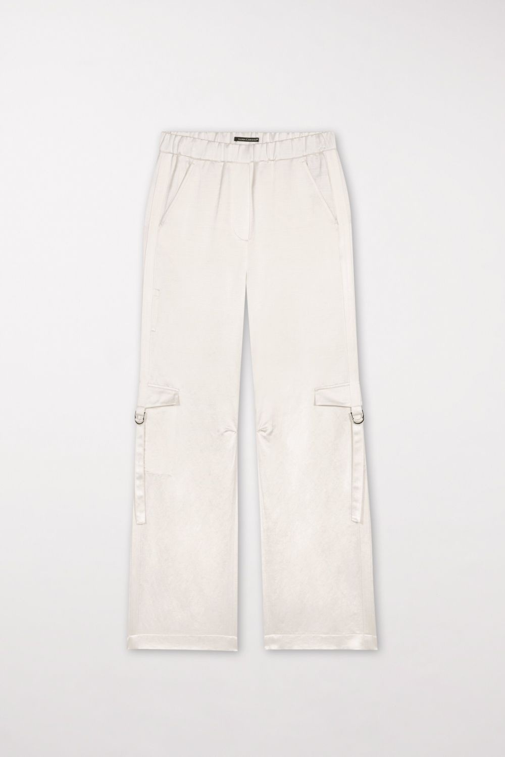 WIDE-LEG LINEN BLEND PANTS