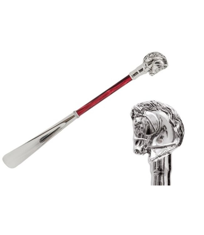 PASOTTI Silver Horse Shoe Horn with Red Shaft