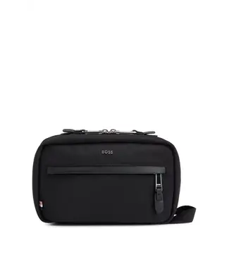 BOSS Logo-Lettering Washbag with Two-Way Zip