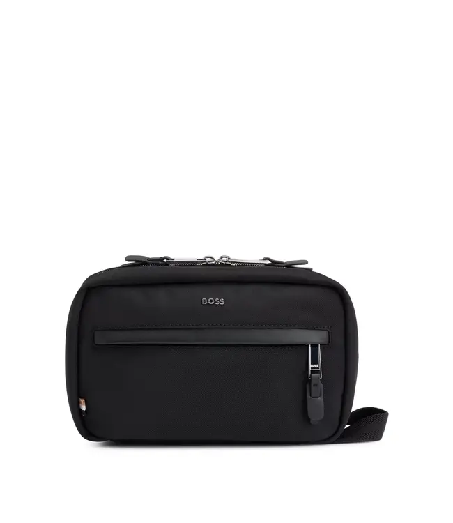 BOSS Logo-Lettering Washbag with Two-Way Zip