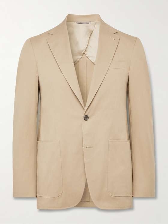 Cotton-Blend Beige Suit