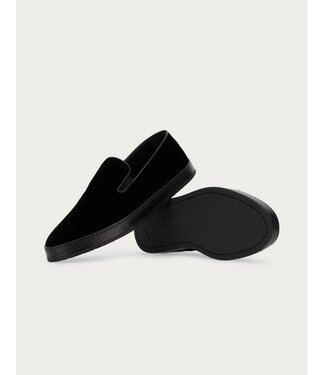 CANALI SLIP-ON EN VELOURS AVEC DÉTAILS EN CUIR NOIR