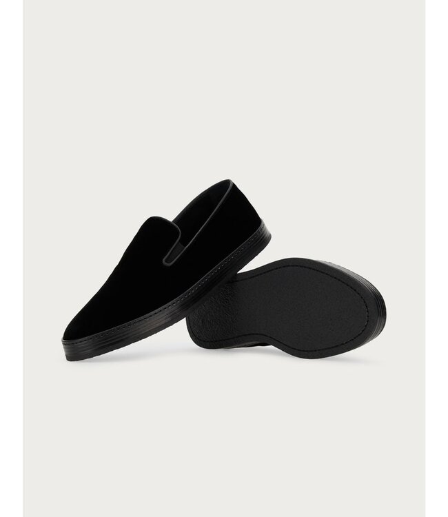 CANALI SLIP-ON EN VELOURS AVEC DÉTAILS EN CUIR NOIR