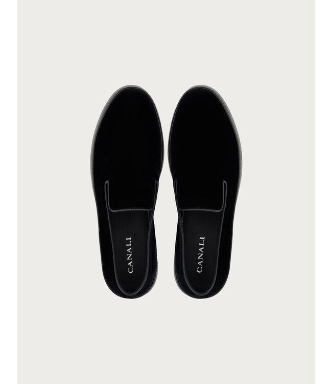 CANALI VELVET SLIP-ON WITH BLACK LEATHER DETAILS