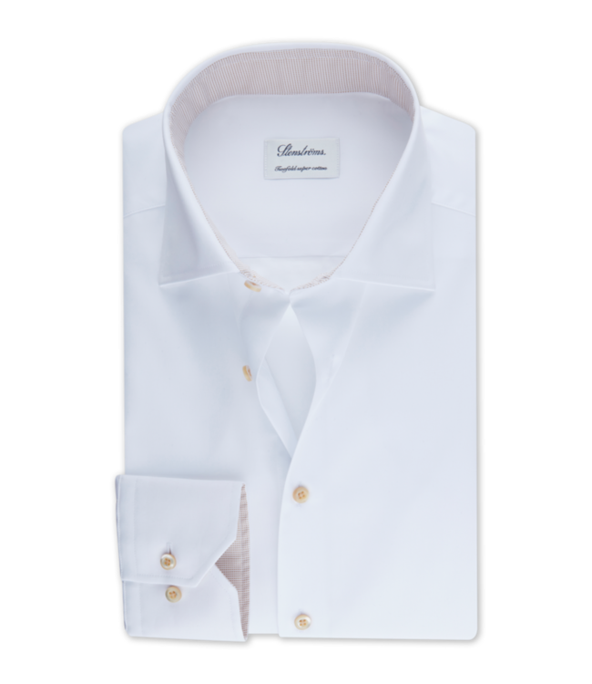 STENSTROMS FITTED BODY White Contrast Twill Shirt