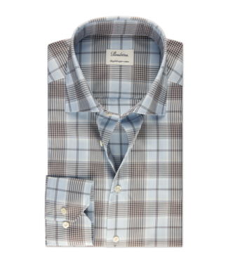 STENSTROMS FITTED BODY Blue Checked Twill Shirt