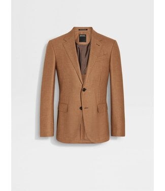 ZEGNA DARK FOLIAGE CASHMERE SILK AND LINEN JACKET