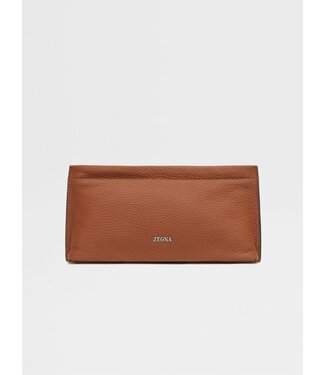 ZEGNA POCHETTE EN PEAU DE CERF FEUILLAGE