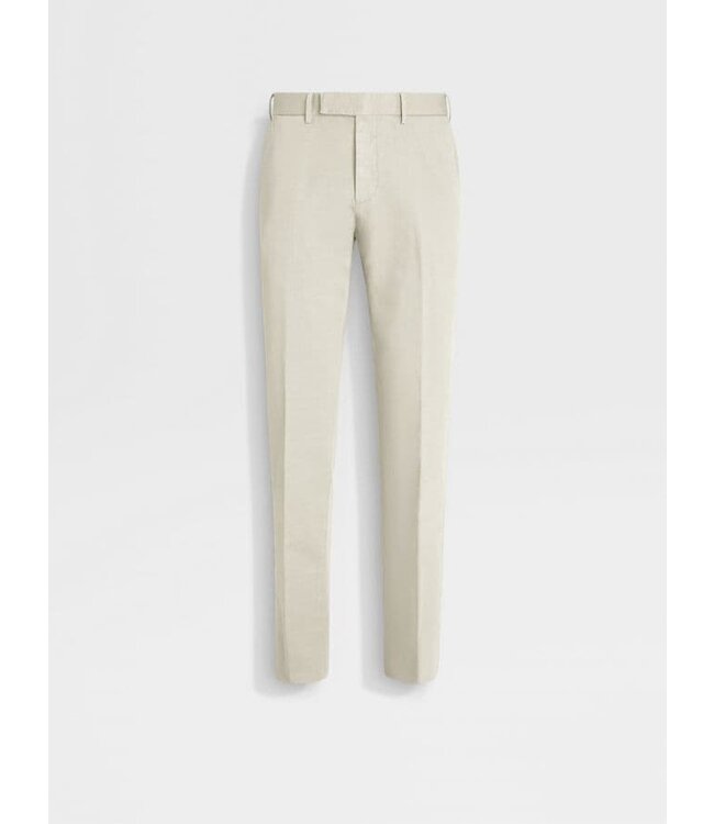 ZEGNA Off White Summer Chino Cotton and Linen Pants
