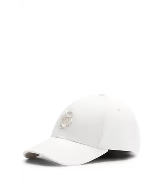 BOSS White Cap with Embroidered Double Monogram