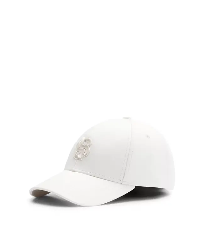 BOSS White Cap with Embroidered Double Monogram