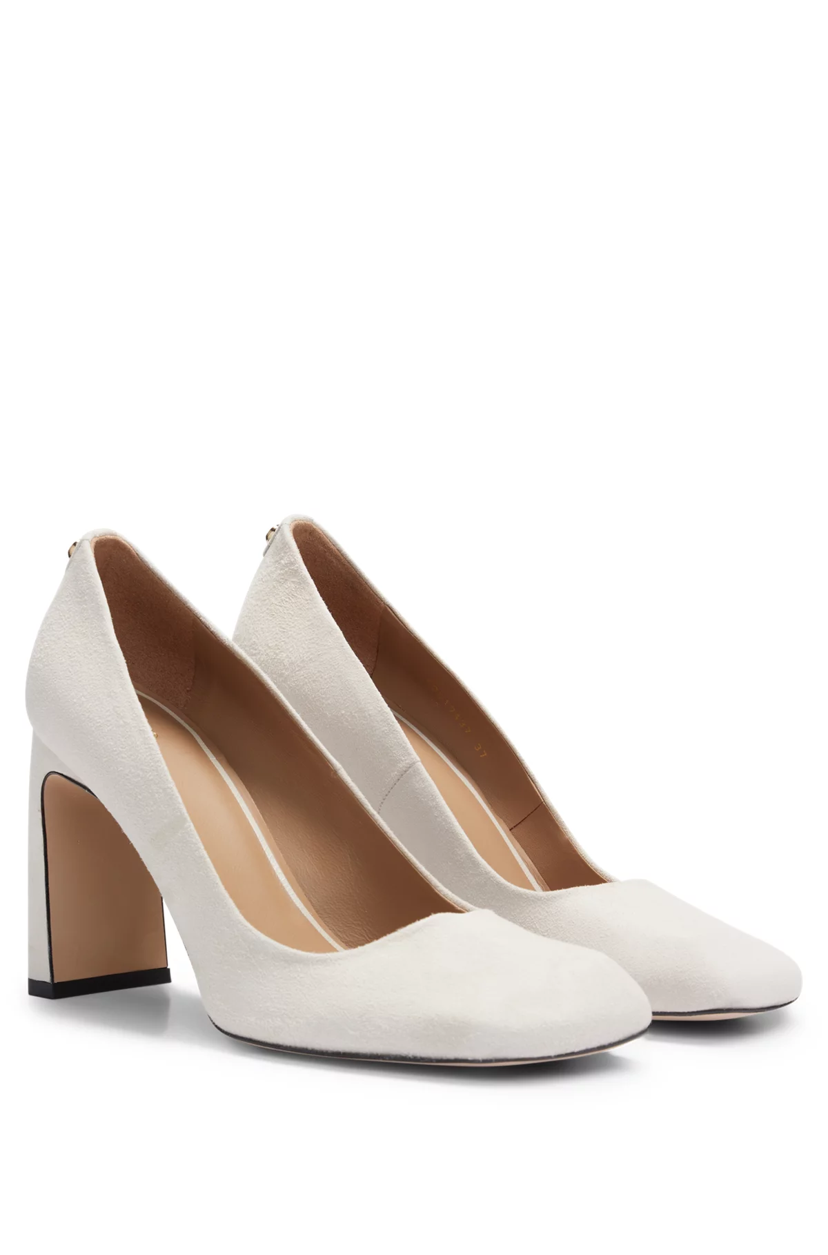 Suede Pumps with 9cm Heel and Branded Trim