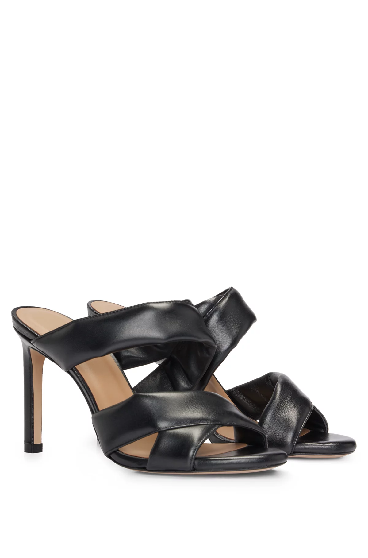 Open-Toe Mules in Nappa Leather with Padded Straps