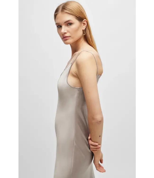 BOSS Robe de soirée en tissu doux et liquide avec encolure superposée