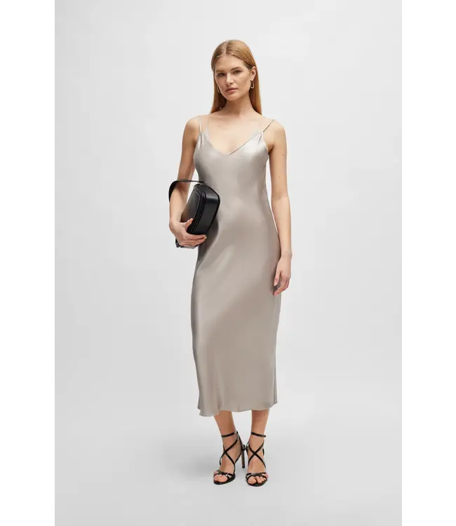 BOSS Robe de soirée en tissu doux et liquide avec encolure superposée