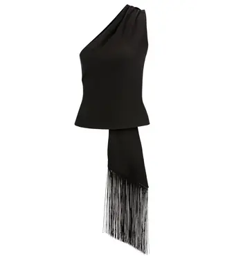 BOSS One-Shoulder Blouse with Fringed Scarf Detail