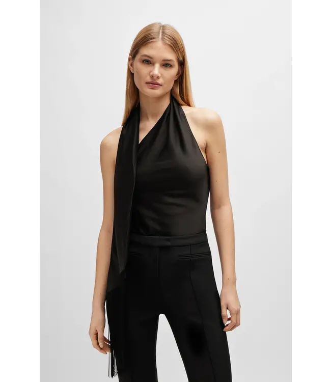 BOSS One-Shoulder Blouse with Fringed Scarf Detail