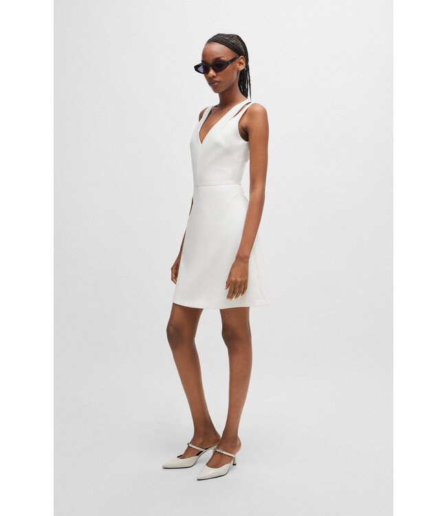 BOSS V-NECK SLEEVELESS DRESS WITH CUT-OUT DETAILS
