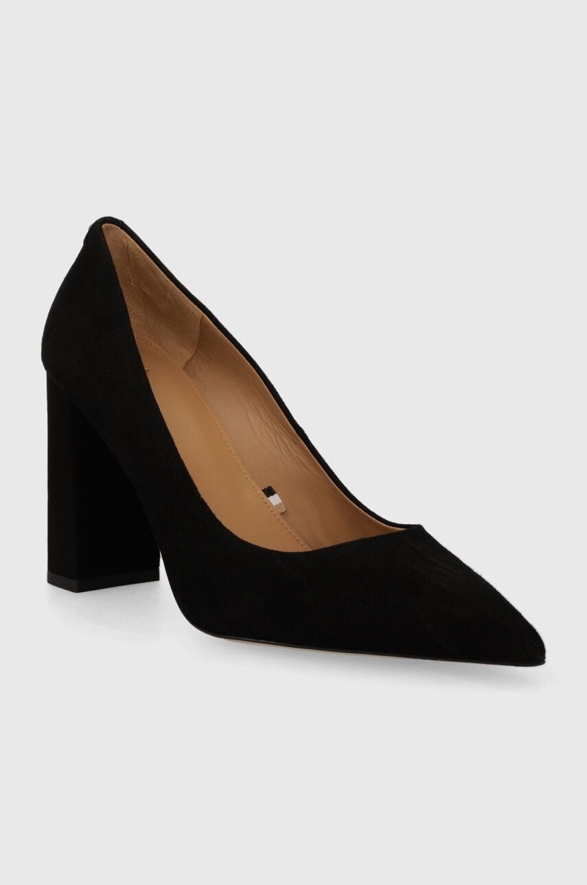 Suede Pumps with 9cm Heel and Branded Trim