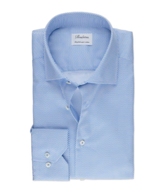STENSTROMS Slimline Blue Patterned Twill Shirt
