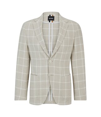 BOSS Regular-Fit Jacket in a Checked Cotton Blend