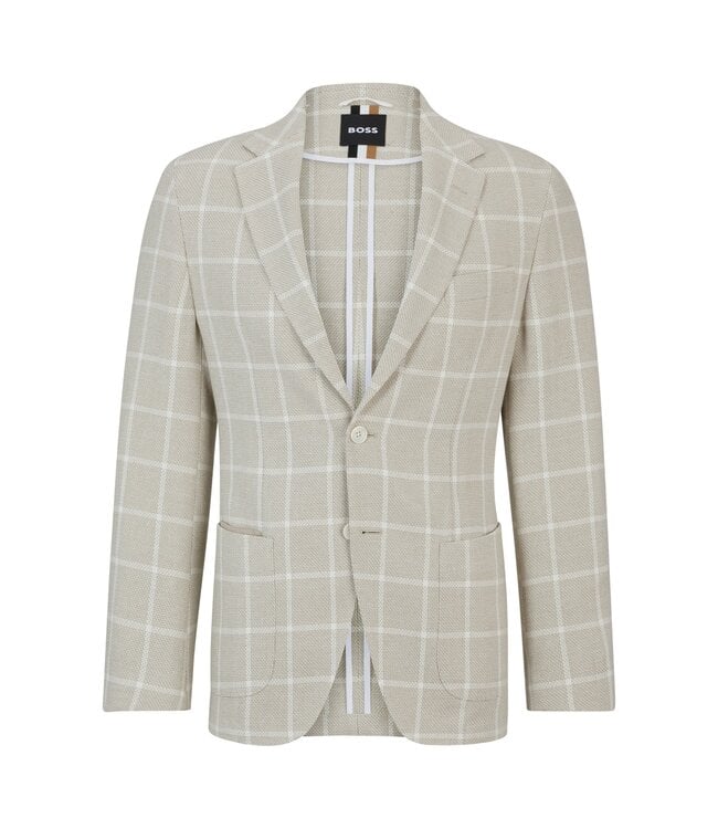 BOSS Regular-Fit Jacket in a Checked Cotton Blend