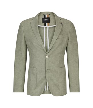 BOSS Slim-Fit Jacket in a Micro-Patterned Linen Blend