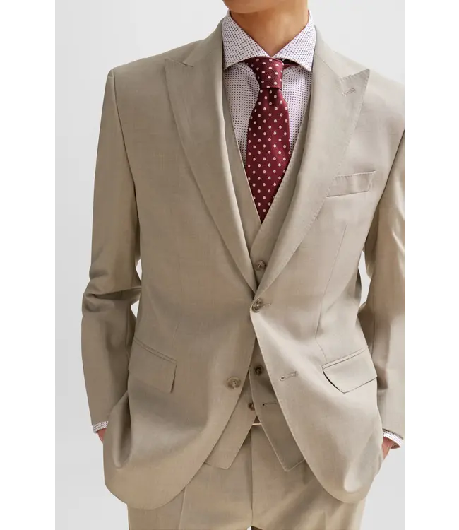 BOSS Costume à coupe régulière en laine extensible infroissable