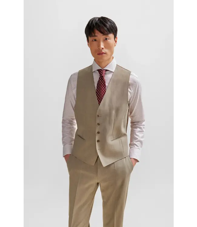 BOSS Costume à coupe régulière en laine extensible infroissable