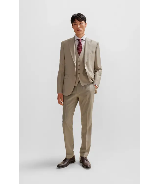 BOSS Costume à coupe régulière en laine extensible infroissable