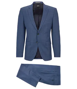 BOSS Slim-Fit Suit in Checked Virgin-Wool Serge