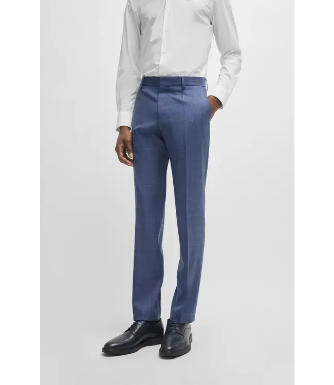 BOSS Slim-Fit Suit in Checked Virgin-Wool Serge