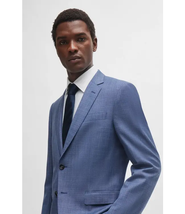 BOSS Slim-Fit Suit in Checked Virgin-Wool Serge