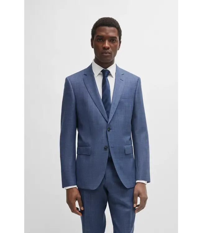 BOSS Slim-Fit Suit in Checked Virgin-Wool Serge