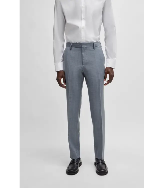 BOSS Slim-Fit Suit in Checked Virgin-Wool Serge