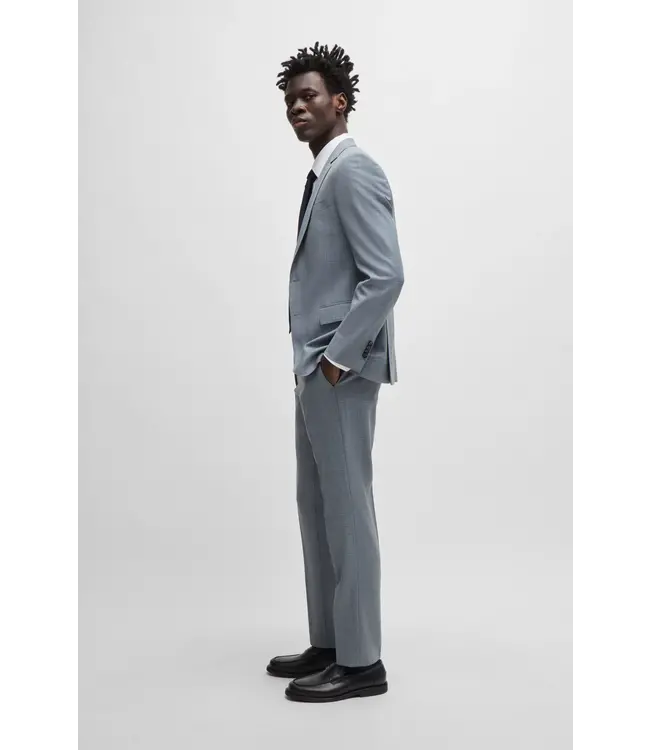 BOSS Slim-Fit Suit in Checked Virgin-Wool Serge