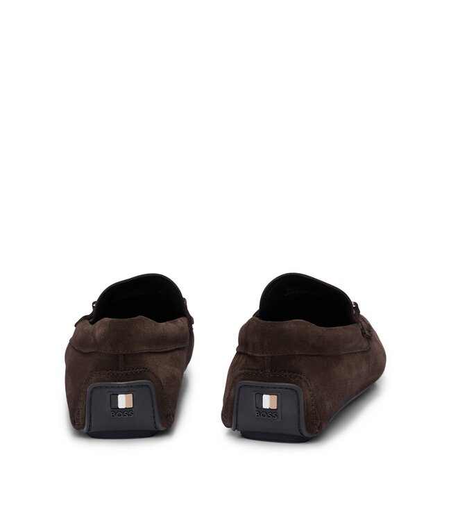 BOSS Suede Moccasins with Branded Hardware and Full Lining