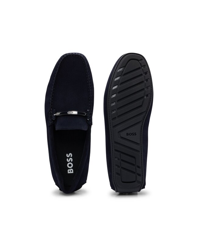 BOSS Mocassins en daim, avec quincaillerie de marque et doublure intégrale