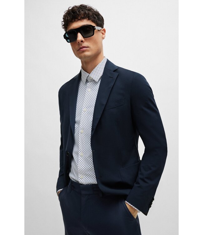 BOSS Slim-Fit Shirt in Printed Performance-Stretch Material