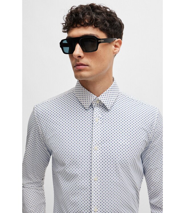 BOSS Slim-Fit Shirt in Printed Performance-Stretch Material