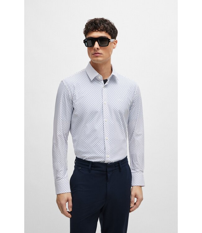 BOSS Slim-Fit Shirt in Printed Performance-Stretch Material