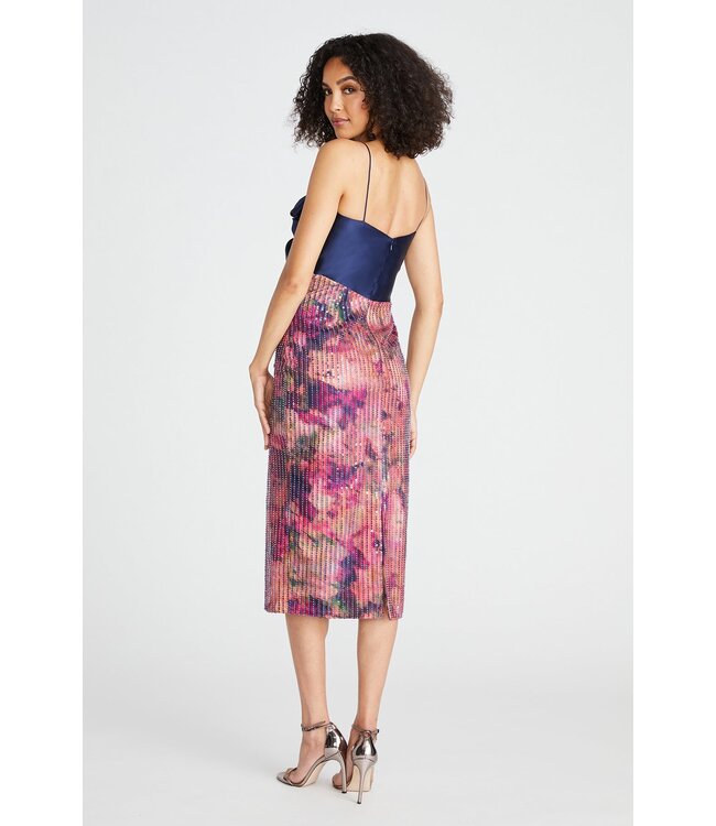 Theia Rosa Bow Draped Cocktail Dress