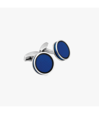 TATEOSSIAN Palladium Plated Tablet Ice Cufflinks With Blue Enamel