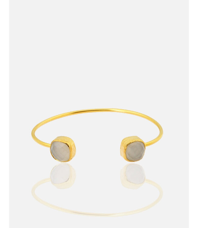RM KANDY Gold Cuff Bangle Bracelet - Deux pierres