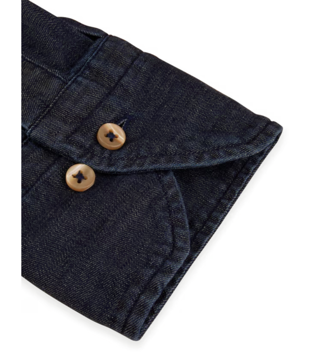 STENSTROMS Slimline Casual Blue Denim Stretch Shirt