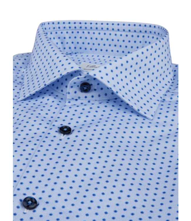 STENSTROMS Blue Patterned Twill Shirt