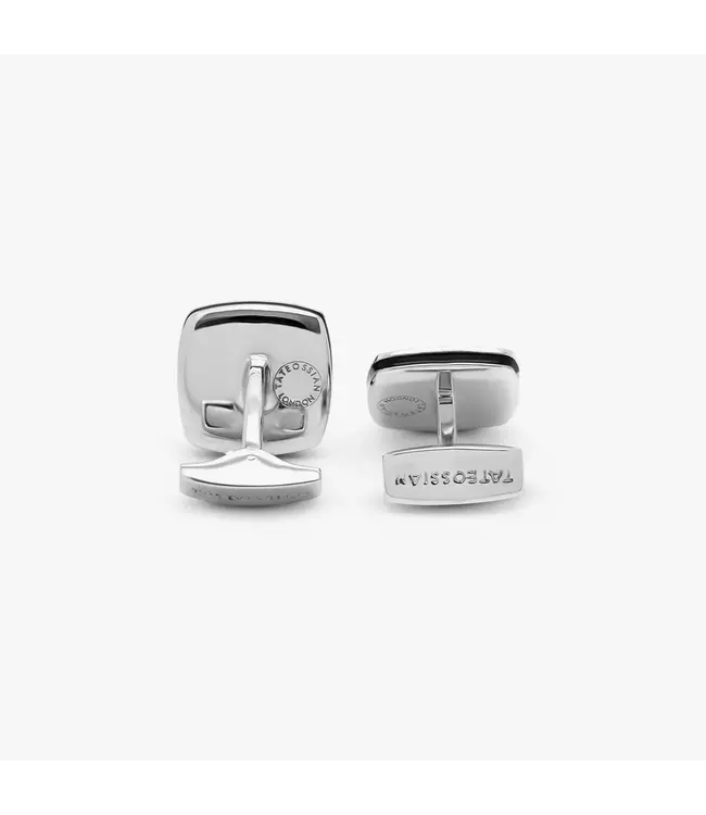 TATEOSSIAN Chequer Cufflinks with Black Mother of Pearl and Onyx in Sterling Silver
