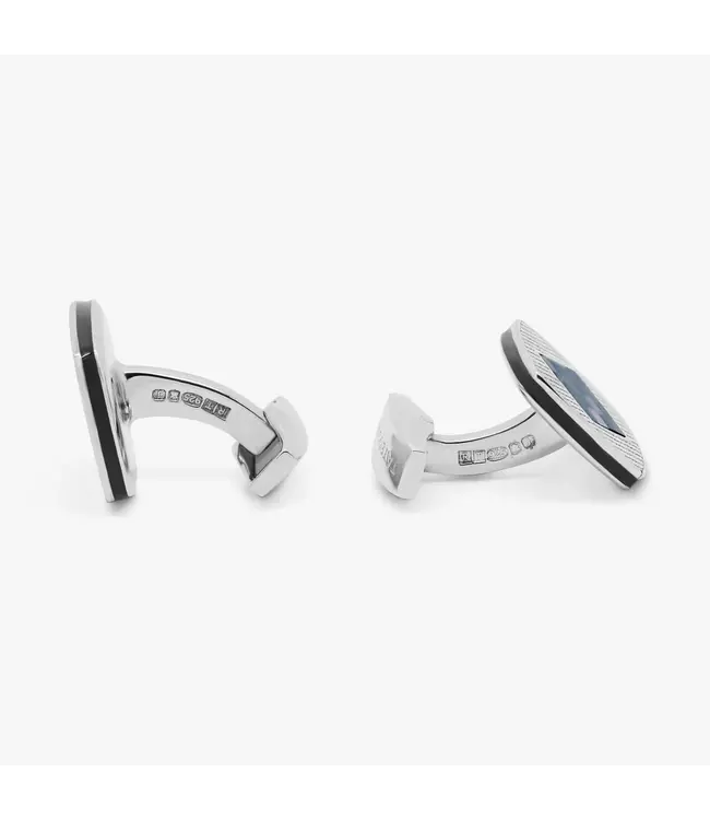 TATEOSSIAN Chequer Cufflinks with Black Mother of Pearl and Onyx in Sterling Silver